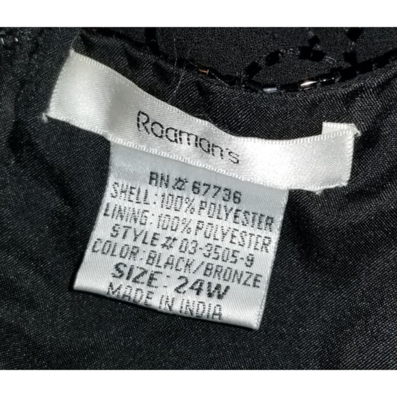 Womens Top-ROAMAN'S-'Black/Bronze' beaded silky holiday formal whimsigoth-24W - Picture 8 of 8